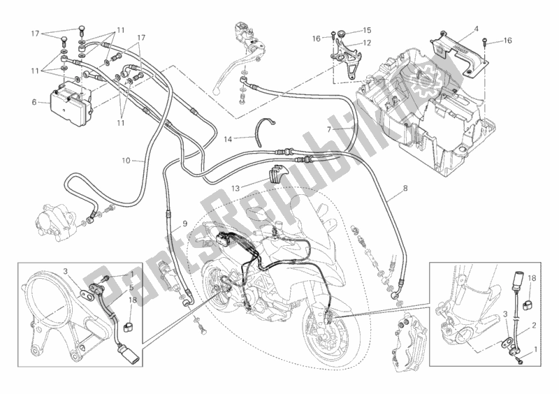 Alle onderdelen voor de Remsysteem Abs van de Ducati Multistrada 1200 S Touring USA 2010